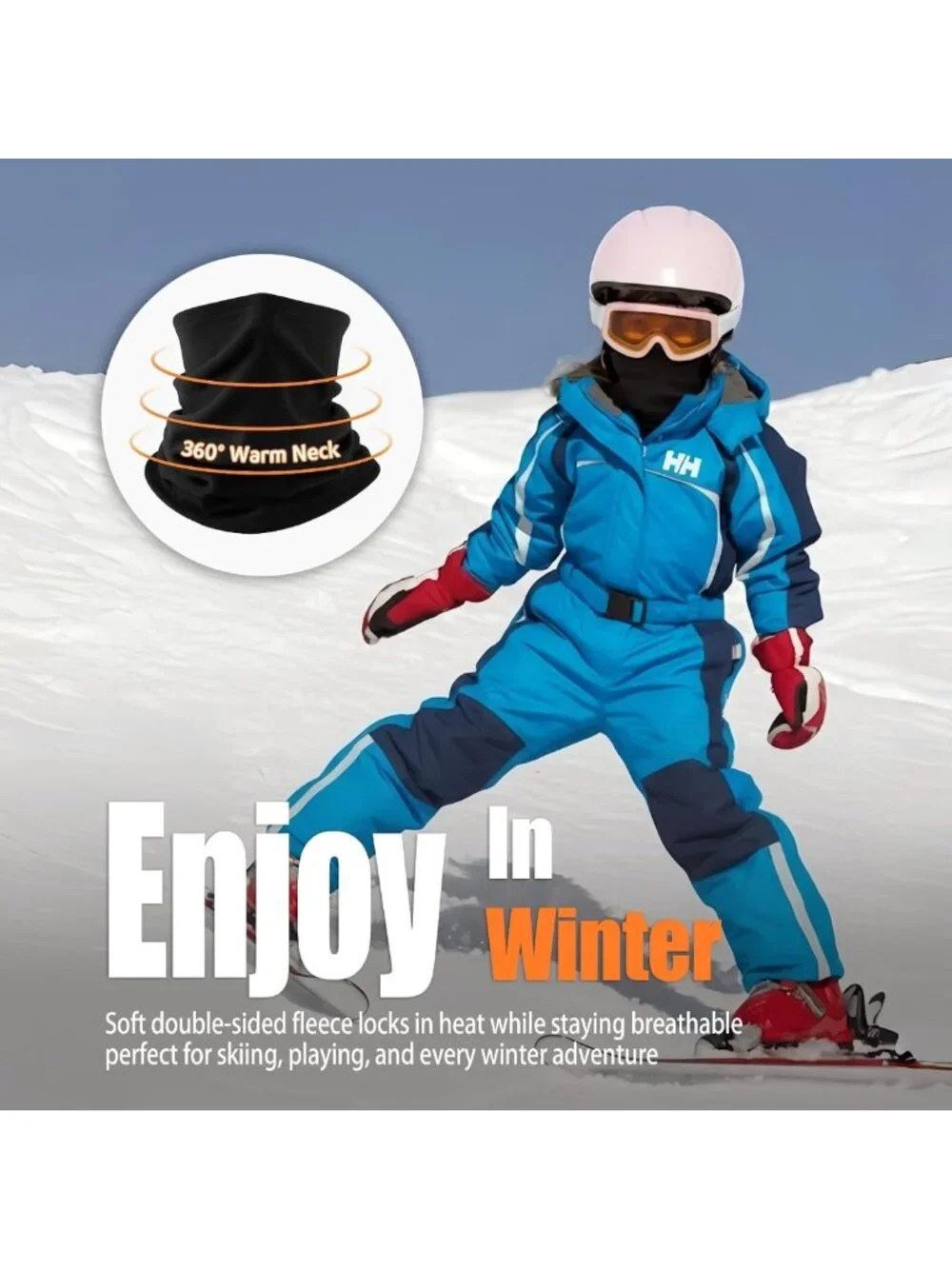 Cozy Kids Winter Neck Gaiter, Fleece Windproof Scarf for Skiing & Outdoor Fun